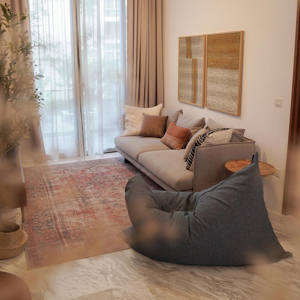 Vesuvius – Linen-Style Upholstery and Synthetic Suede Versatile Bean Bag