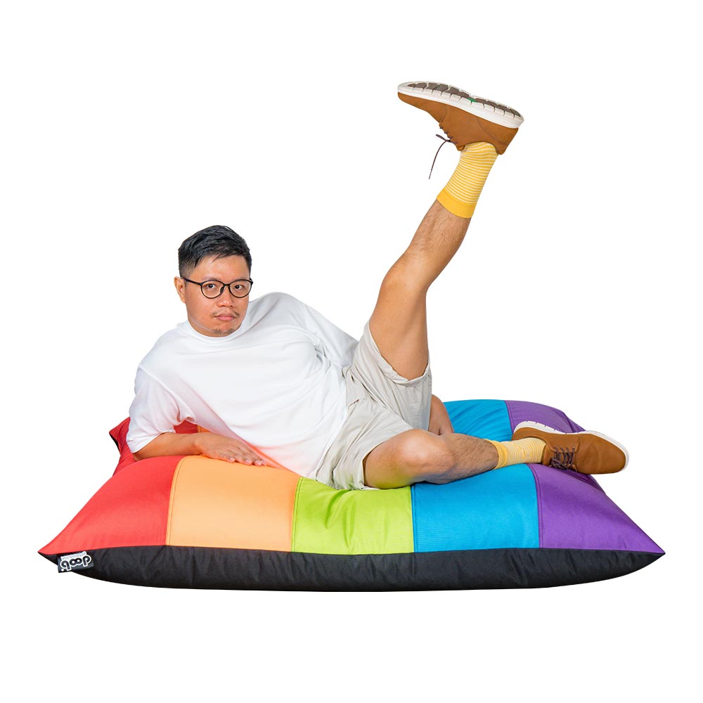 rainbow plopsta’ – zero-waste versatile bean bag