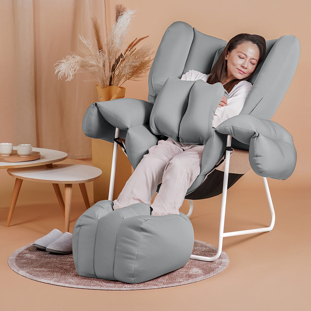 huggu Set – Chair + Footstool + Cushion in kiri