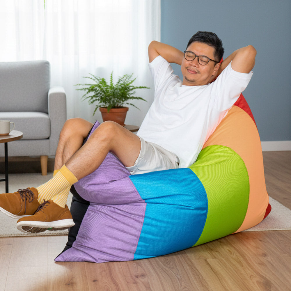 rainbow plopsta’ – zero-waste versatile bean bag
